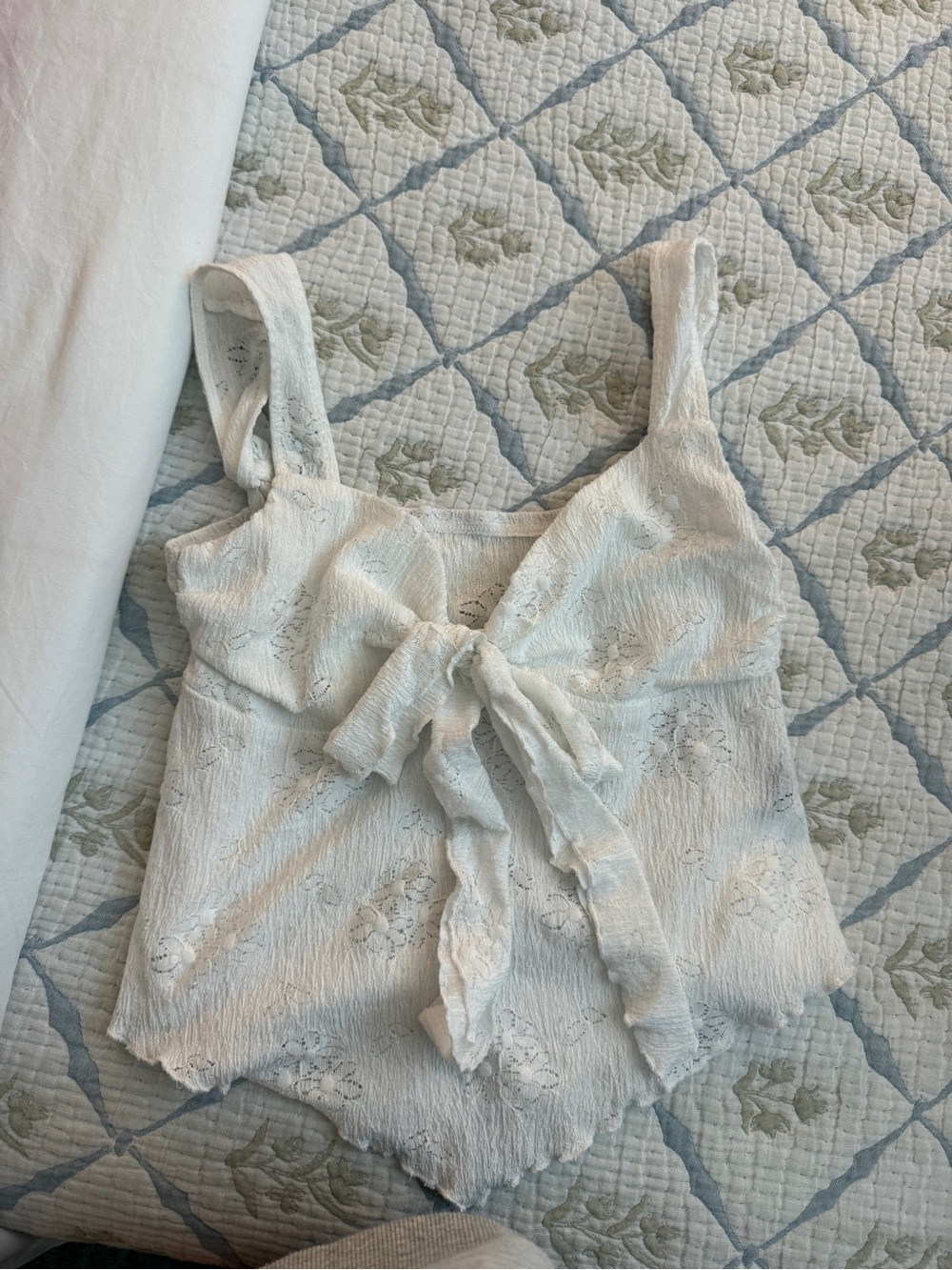 Cider White Lace Tie-Front Camisole